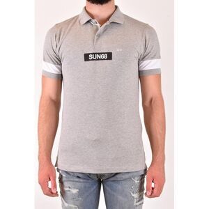 Sun68 Logo Polo Striped Sleeves Men grey Polo Shirts